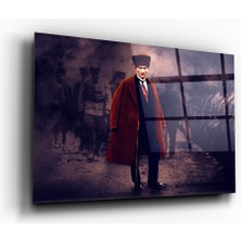 Zera Wall Mustafa Kemal Atatürk Soyut Tasarım Cam Tablo- Ev ve Ofis Dekorasyonu- Modern-Atatürk