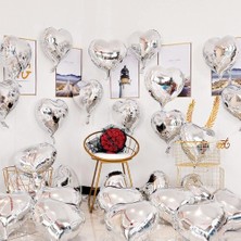 Home Gümüş Kalp Şekilli Uçan Balon Folyo 10 Adet