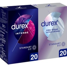 Intense Uyarıcı Jelli ve Tırtıklı Prezervatif 20'li + Yok Ötesi Ultra Kaygan Ince Prezervatif 20'li