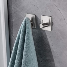 Delta Home Paslanmaz Çelik Yapışkanlı Kağıt Havluluk ve 2 Adet Banyo Askısı Set - Anında Kolay Montaj