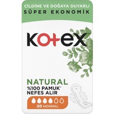 Kotex Natural Ultra Süper Eko Normal 20'li x 6 Ped Gün Boyu Konfor ve Yüksek Emicilik Sunar