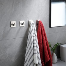 Delta Home Paslanmaz Çelik Yapışkanlı Kağıt Havluluk ve 4 Adet Banyo Askısı Set Inox Anında Montaj