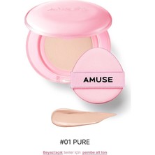 Amuse Dew Power Vegan Cushion Spf 50 Pa (Korendy) Centella ve Peptitli Parlak Bitişli 15G #01 Pure
