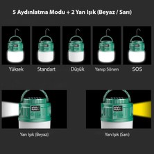 Marsilyan 24 LED 5 Aydınlatma Modu + 2 Yan Işık (Beyaz / Sarı) 1200 Mah Solar Kamp Lambası V6 - MCT8686-4986