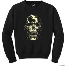 Skull Kuru Kafa Çığlık Siyah Sweatshirt