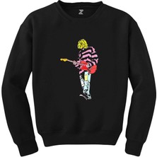 Nirvana Kurt Cobain Siluet Siyah Sweatshirt