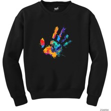 Hand Splash Paint Siyah Sweatshirt