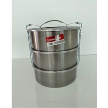 - - Sefer Tası 3 Lü 5.no (En Büyük Boy) - Yemek Saklama Kabı -5 Kişilik Sefertası (21X7 Cm)