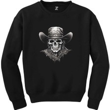 Kovboy Skull Siyah Sweatshirt