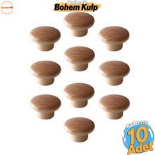 Badem10 Bohem Düğme Kulp Açık Ceviz Renk 10 Adet Mobilya Mutfak Dolap Dolabı Çekmece Kulbu Plastik