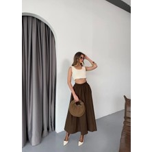 Paraşüt Kumaş Kahverengi Etek