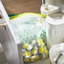 30 Adet Kilitli Buzdolabı Poşeti İkea Kilitlenebilir Poşet (15 Adet 6 Litre + 15 Adet 4,5 Litre) Desenli Kilitli Torba