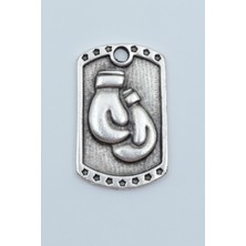 Boks Eldiveni Künye Gümüş Kaplama Kolye Ucu