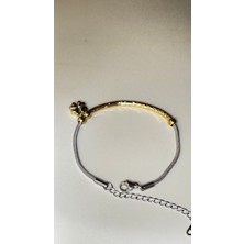 Exsisto Luxury Çelik Gold&silver Çift Renkli Minimal Ince Bileklik Yonca Detaylı