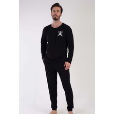 Vienetta Man Siyah Erkek Uzun Kollu P.suprem Pijama Takımı