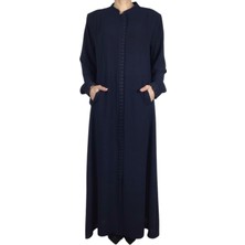 Ece Giyim Kadın Önü V Kolağzı Işlemeli Gizli Cepli Büyük Beden Ferace