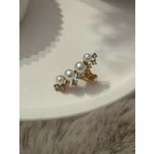 SP Accessories Gold İnci Detaylı Kıkırdak Küpe