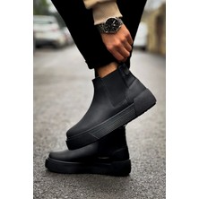 Shoecide SHO069 Bağcıksız Lastikli Chelsea Crt Harmany Erkek Bot Sıyah