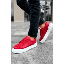 Shoecide SHO169 Bağcıklı Gotik Çivili Metal Cbt Thorn Erkek Ayakkabı Kırmızı