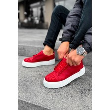 Shoecide SHO169 Bağcıklı Gotik Çivili Metal Cbt Thorn Erkek Ayakkabı Kırmızı