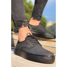 Shoecide SHO061 Bağcıklı Delikli Desen Cst Rex Erkek Spor Klasik Ayakkabı Sıyah