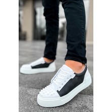 Shoecide SHO169 Bağcıklı Gotik Çivili Metal Cbt Thorn Erkek Ayakkabı Antrasıt/beyaz