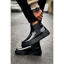 Shoecide SHO069 Bağcıksız Lastikli Chelsea Rrt Harmany Erkek Bot Sıyah