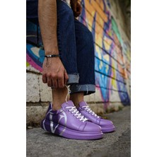 Shoecide SHO254 Bağcıklı Yüksek Taban Özel Tasarım Cbt Pittura Erkek Ayakkabı 490 Mor/ Koyu Mor V