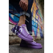 Shoecide SHO254 Bağcıklı Yüksek Taban Özel Tasarım Cbt Pittura Erkek Ayakkabı 490 Mor/ Koyu Mor V