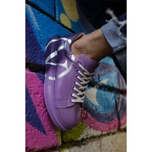 Shoecide SHO254 Bağcıklı Yüksek Taban Özel Tasarım Cbt Pittura Erkek Ayakkabı 490 Mor/ Koyu Mor V