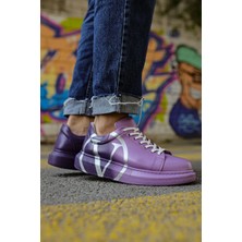 Shoecide SHO254 Bağcıklı Yüksek Taban Özel Tasarım Cbt Pittura Erkek Ayakkabı 490 Mor/ Koyu Mor V