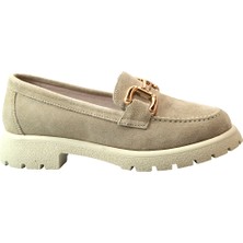Beety 4262 Deri Nubuk Tokalı Kadın Loafer Ayakkabı