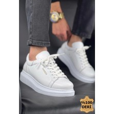 Shoecide SHO257 Bağcıklı Yüksek Taban Dbt Estrella  Deri Erkek Ayakkabı Beyaz