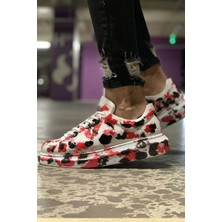 Shoecide SHO254 Bağcıklı Yüksek Taban Özel Tasarım Cbt Pittura Erkek Ayakkabı 409 Kırmızı / Sıyah