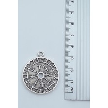 Bu Farklı Vegvisir Pusula - Viking Sembol Örme Zincir Kolye - Gümüş Kaplama - Erkek Kadın Kolye - NO:1379