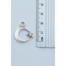 Minimal Ay Yıldız Gümüş Kaplama Düz Zincir Kolye
