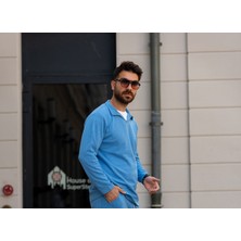 Man Forces Erkek Polo Yaka Uzun Kollu T-Shirt – Waffle Kumaş, Pamuk, Regular Fit, Günlük ve Spor Kullanım, Kahverengi