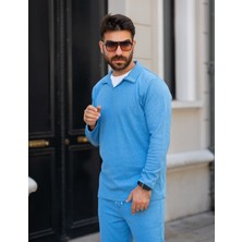 Man Forces Erkek Polo Yaka Uzun Kollu T-Shirt – Waffle Kumaş, Pamuk, Regular Fit, Günlük ve Spor Kullanım, Kahverengi