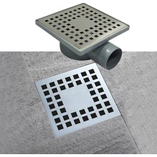 Purvex Home 15X15 Paslanmaz Yer Süzgeci Plastik Gövde 304 Kalite Paslanmaz 50 Çıkışlı Duş Kanalı
