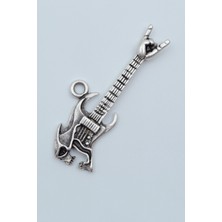 Kuru Kafa Elektro Gitar Gümüş Kaplama Kolye Ucu
