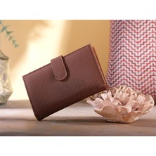 Bagacar Kahve Klıpslı Fermuarlı Şık Kadın Cüzdanı