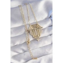 Ocean Desing Pirinç Zirkon Taşlı Gold Renk Serenay Kolyesi