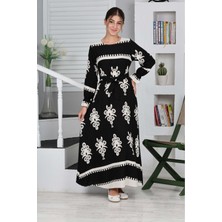 Pantulux Çocuk Pamuklu Viskon Kumaş Desenli Uzun ELBISE-ELB-0017