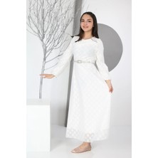 Pantulux Çocuk Astarlı Uzun Güpür Desenli ELBISE-ELB-0014