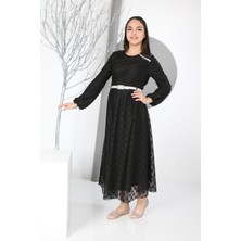 Pantulux Çocuk Astarlı Uzun Güpür Desenli ELBISE-ELB-0014