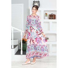 Pantulux Çocuk Viskon Kumaş Desenli Uzun ELBISE-ELB-0019