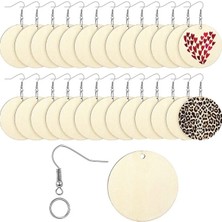 30 Parça 4 cm Ahşap Küpe, Kendin Tasarla, Boyanabilir Mdf Ahşap Küpe Kiti
