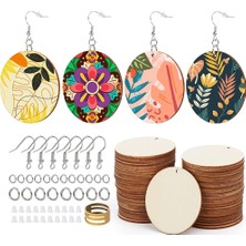 30 Parça 4 cm Ahşap Küpe, Kendin Tasarla, Boyanabilir Mdf Ahşap Küpe Kiti