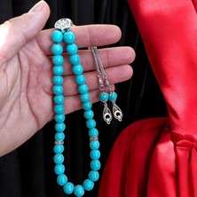 Firuze Taşı Tesbih  Turkuaz Taşı Tesbih 33'lük Tesbih Doğal Taş Tesbih Sertifikalı Özel Mdf Kutu