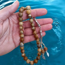 Odun Jasper Taşı Tesbih 33'lük Tesbih Doğal Taş Tesbih Sertifikalı Özel Mdf Kutu 10 mm